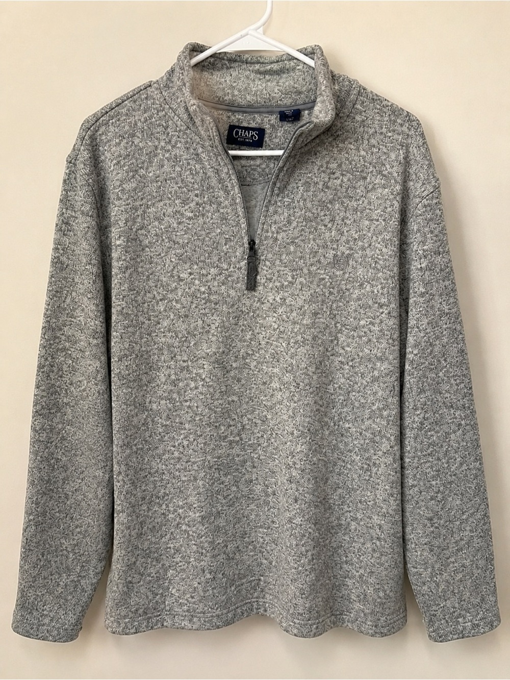 Chaps Men's Light Gray Zip-Front Pullover Sweater